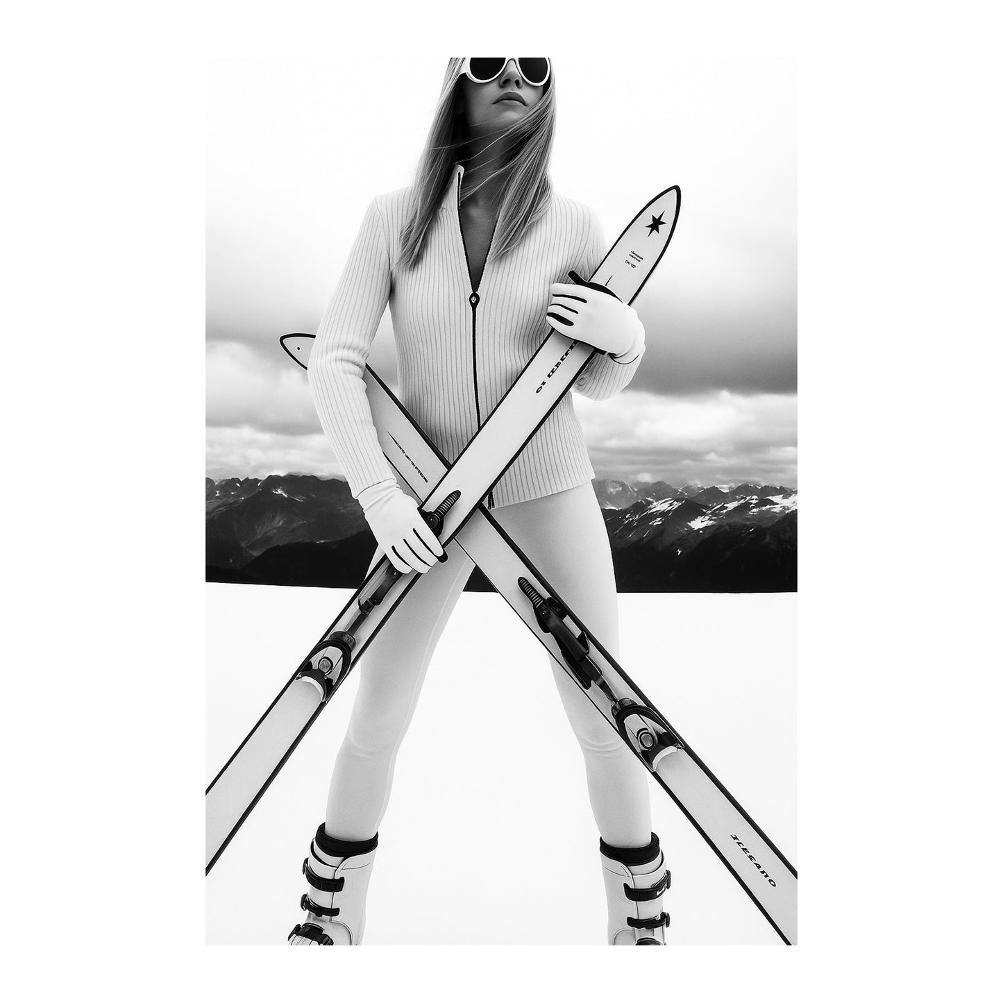 Tableau Ski Vintage Noir et Blanc