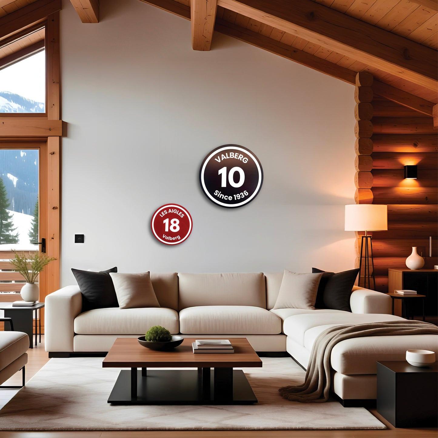 Tableau rond - Panneau pistes de ski