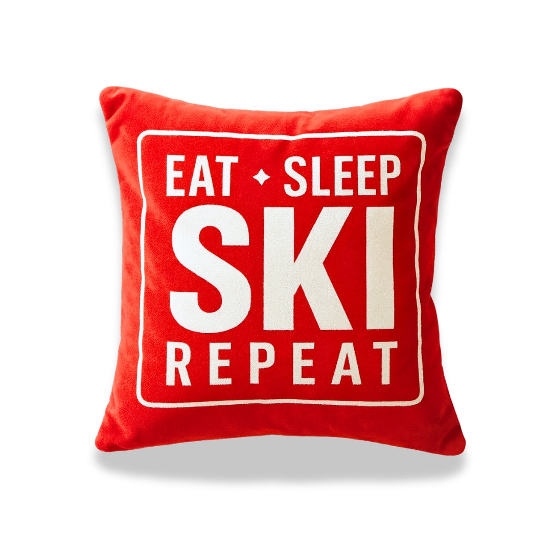 Coussin eat sleep ski repeat