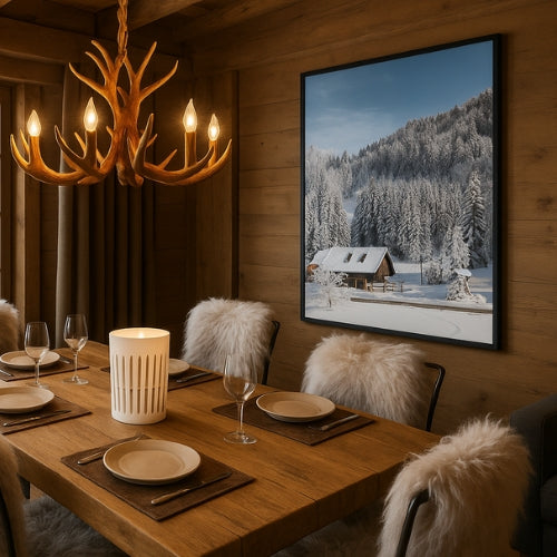 Tableau Montagne enneigée - Chalet