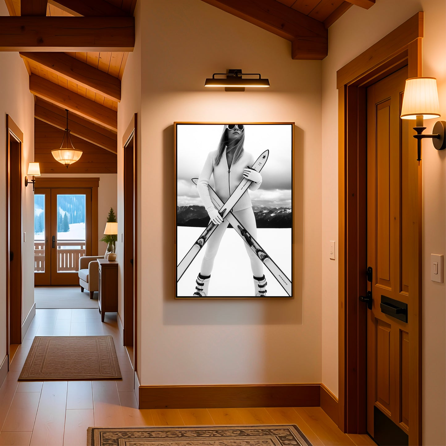 Tableau Ski Vintage Noir et Blanc