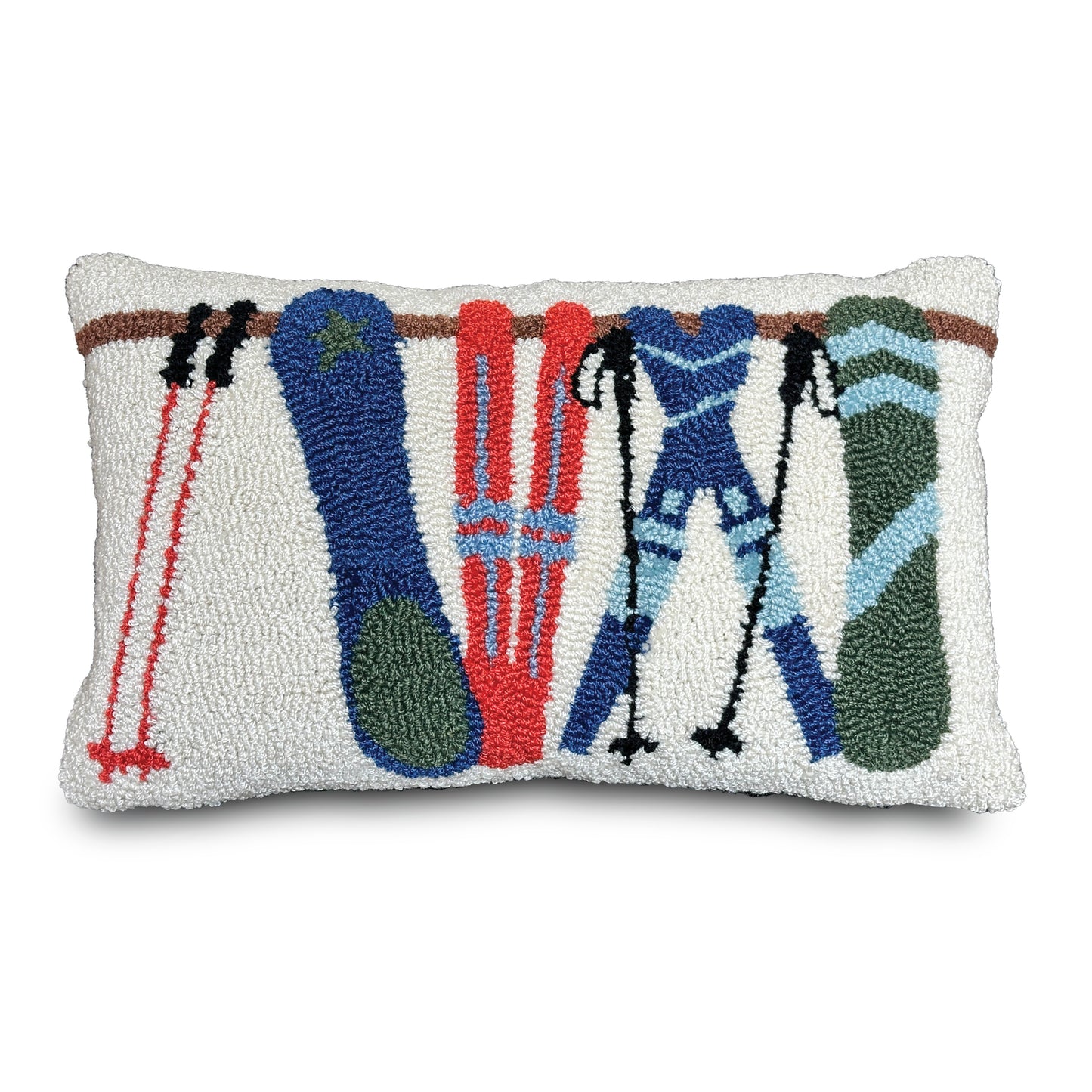 Coussin Hiver Skis Rétro Brodé